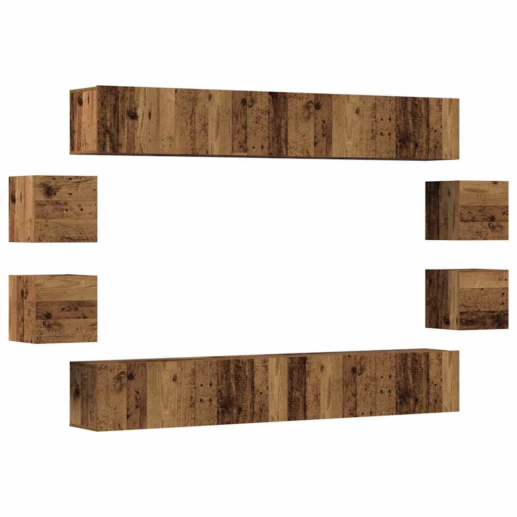 vidaXL 8 Piece Wall-mounted TV Cabinet Set Old Wood Engineered Wood