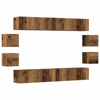 vidaXL 8 Piece Wall-mounted TV Cabinet Set Old Wood Engineered Wood