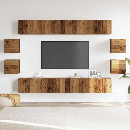 vidaXL 8 Piece Wall-mounted TV Cabinet Set Old Wood Engineered Wood