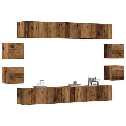 vidaXL 8 Piece Wall-mounted TV Cabinet Set Old Wood Engineered Wood