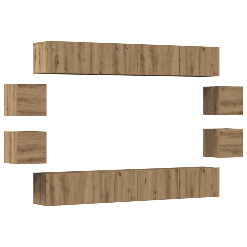 vidaXL 8 Piece Wall-mounted TV Cabinet Set Artisan Oak Engineered Wood