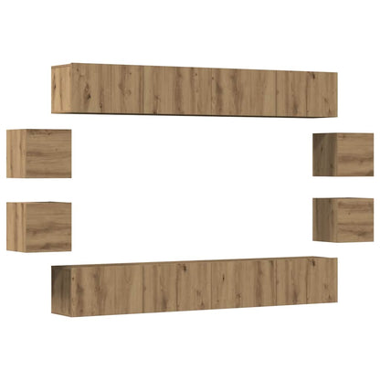 vidaXL 8 Piece Wall-mounted TV Cabinet Set Artisan Oak Engineered Wood