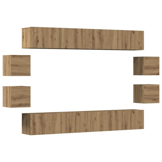 vidaXL 8 Piece Wall-mounted TV Cabinet Set Artisan Oak Engineered Wood