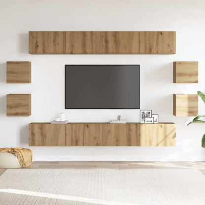vidaXL 8 Piece Wall-mounted TV Cabinet Set Artisan Oak Engineered Wood