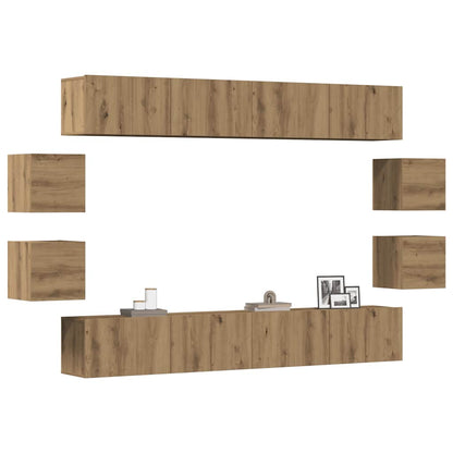 vidaXL 8 Piece Wall-mounted TV Cabinet Set Artisan Oak Engineered Wood
