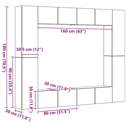 vidaXL Wall Mounted TV cabinets 8 pcs Artisan Oak Engineered Wood