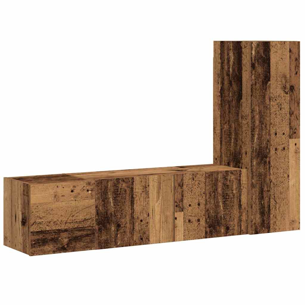vidaXL 3 Piece Wall-mounted TV Cabinet Set Old Wood Engineered Wood