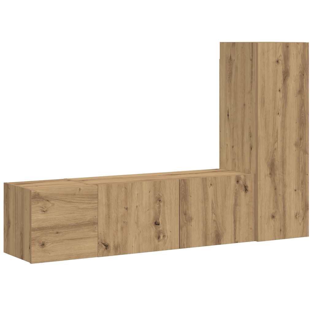 vidaXL Wall Mounted TV cabinets 3 pcs Artisan Oak Engineered Wood