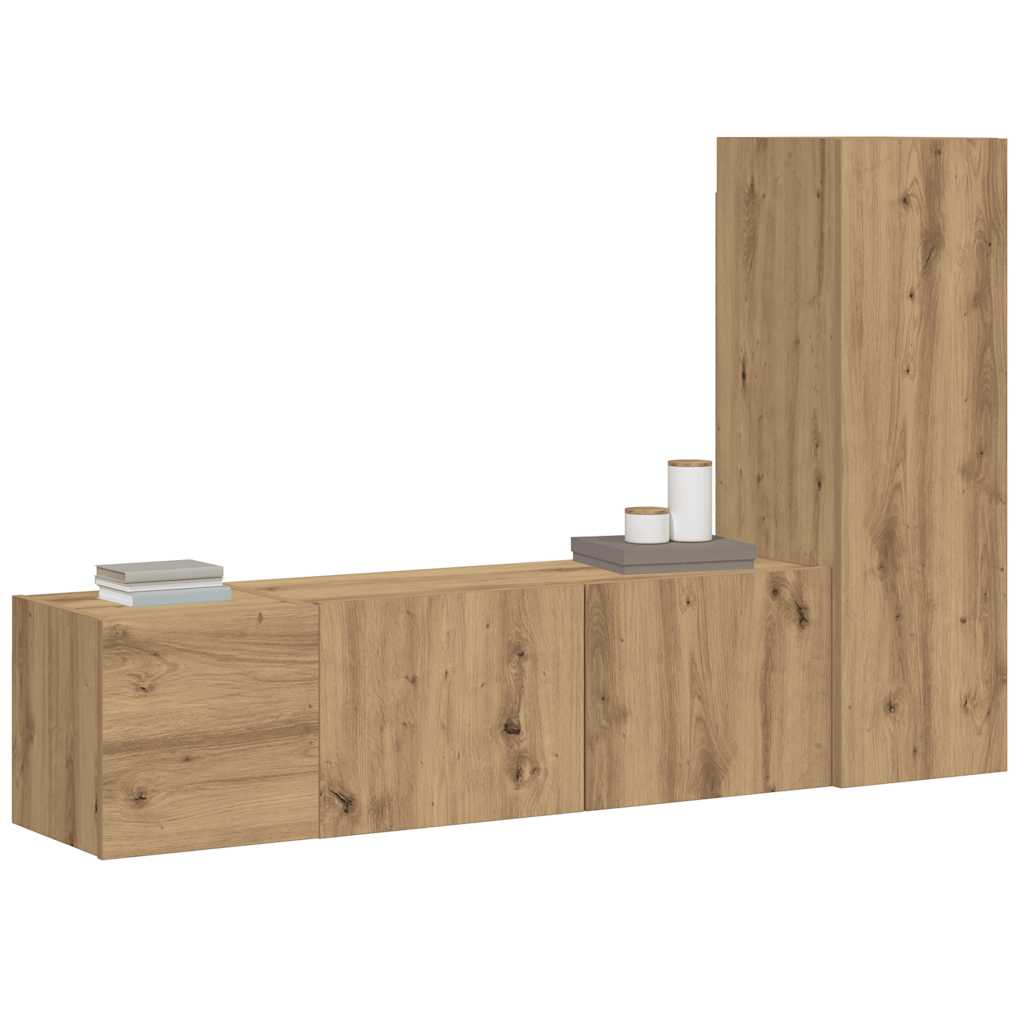 vidaXL Wall Mounted TV cabinets 3 pcs Artisan Oak Engineered Wood