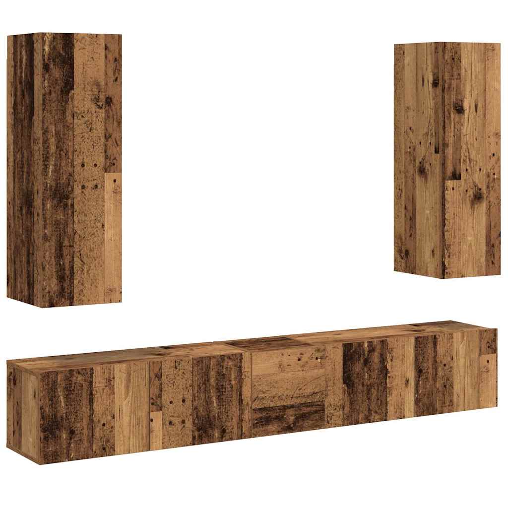 vidaXL Wall Mounted TV cabinets 5 pcs Old Wood Engineered Wood