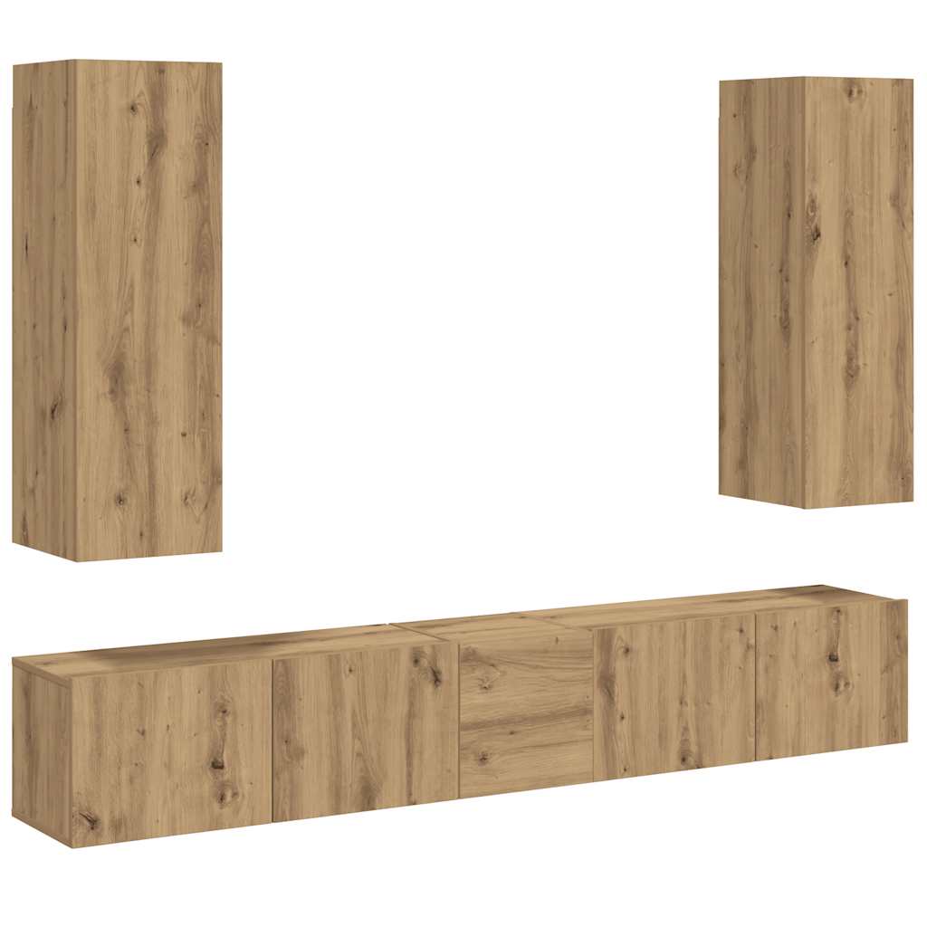 vidaXL Wall Mounted TV cabinets 5 pcs Artisan Oak Engineered Wood