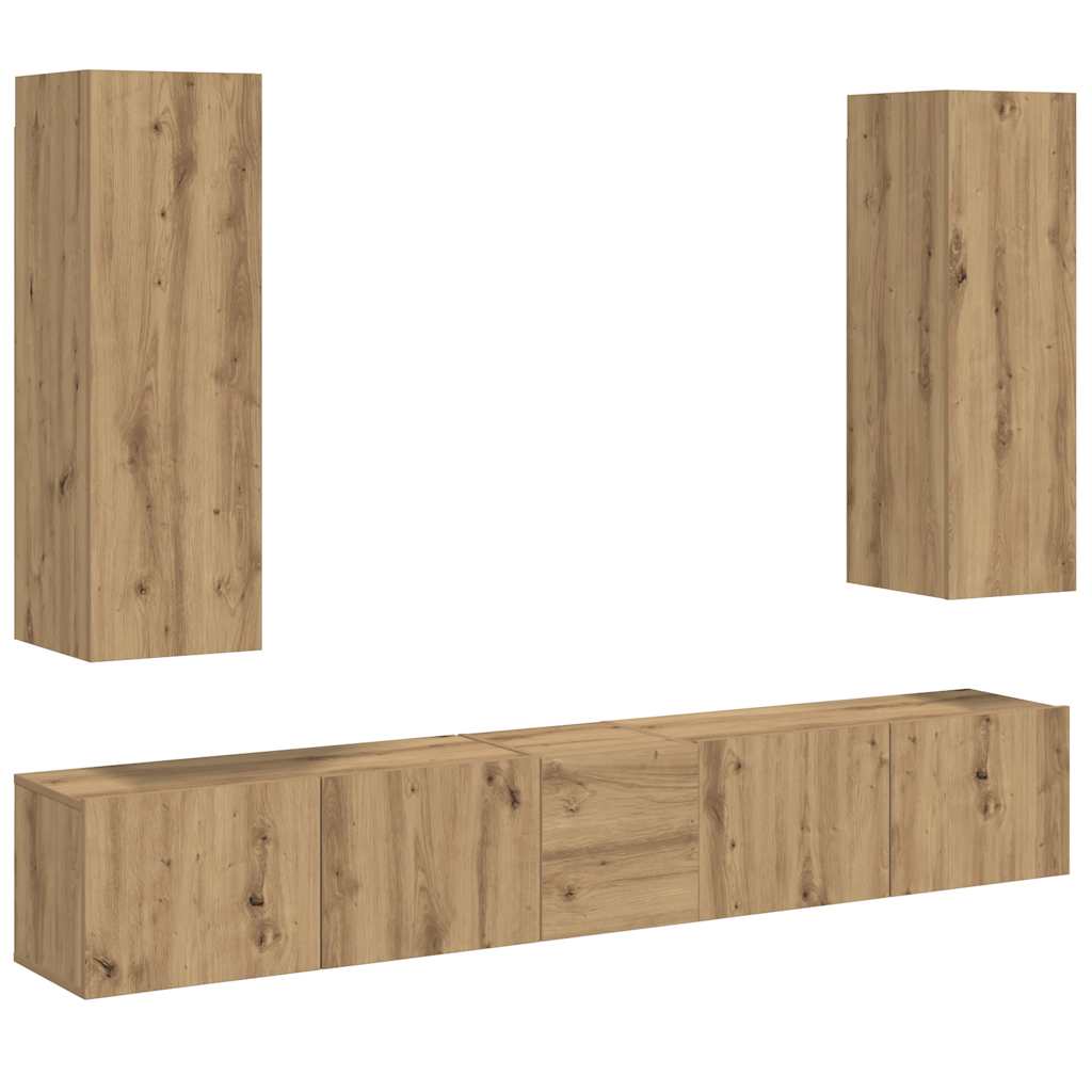 vidaXL 5 Piece Wall-mounted TV Cabinet Set Artisan Oak Engineered Wood