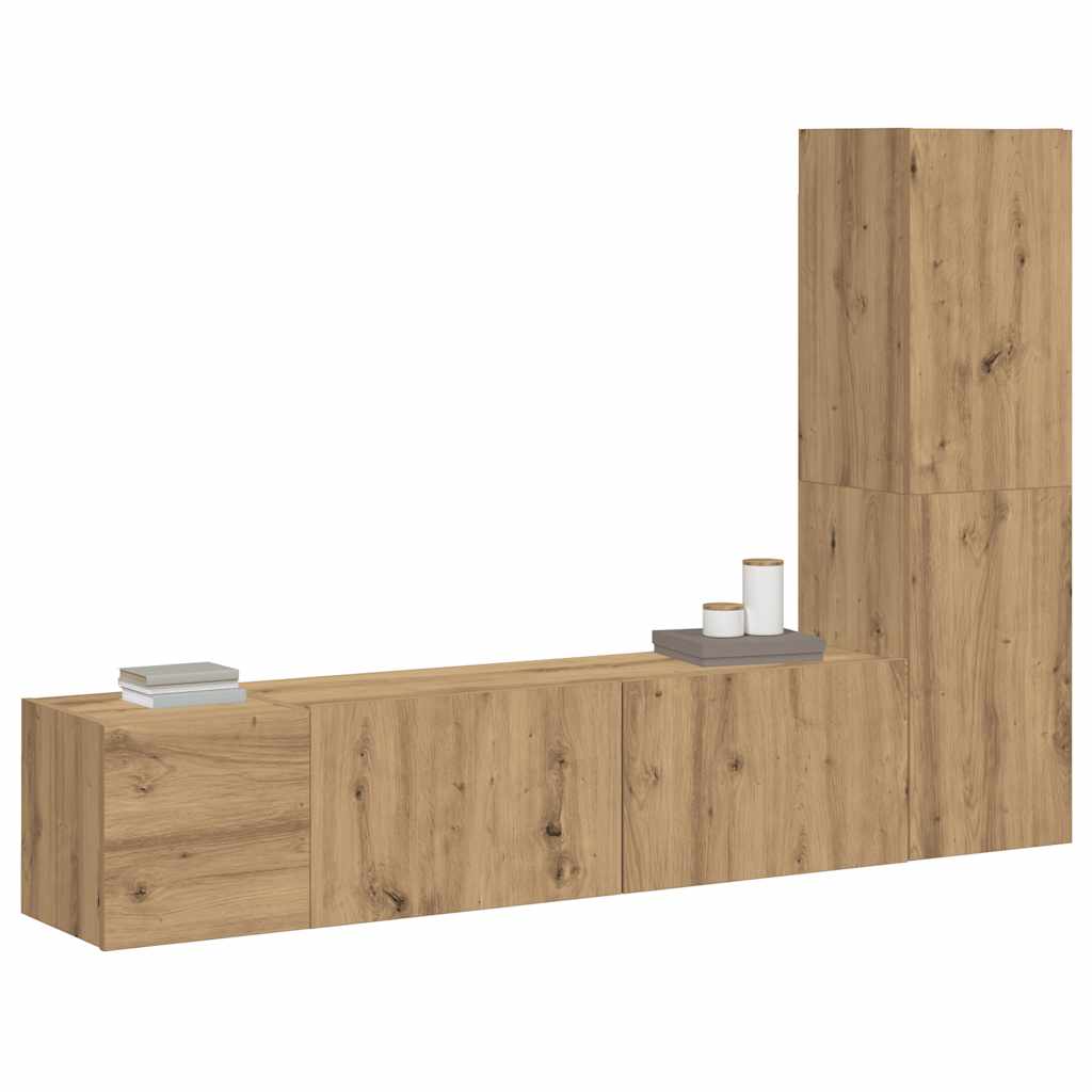 vidaXL Wall Mounted TV cabinets 3 pcs Artisan Oak Engineered Wood