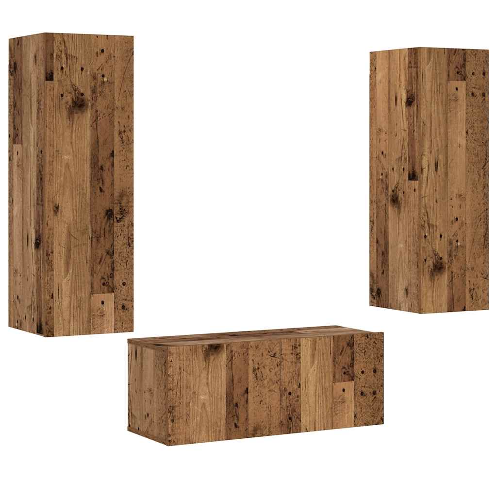 vidaXL Wall Mounted TV cabinets 3 pcs Old Wood Engineered Wood