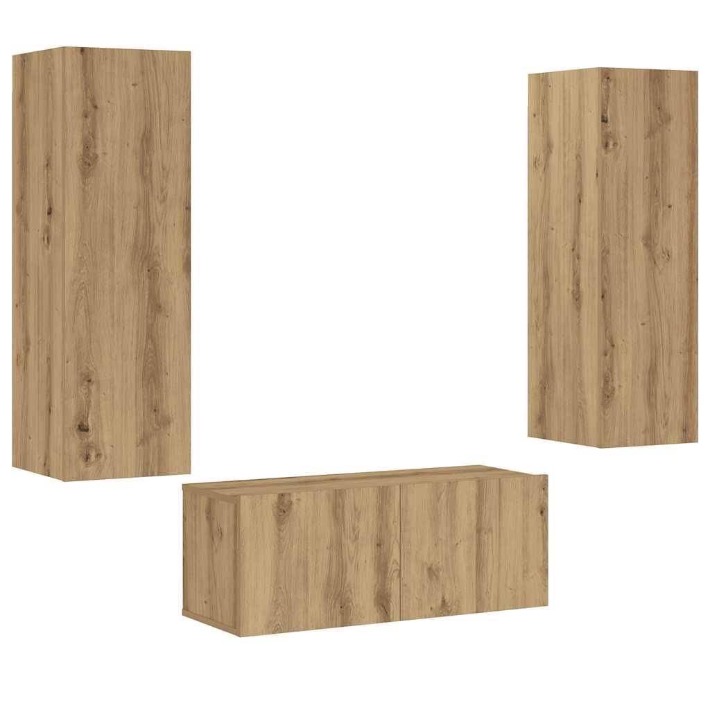 vidaXL Wall Mounted TV cabinets 3 pcs Artisan Oak Engineered Wood