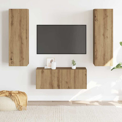vidaXL Wall Mounted TV cabinets 3 pcs Artisan Oak Engineered Wood