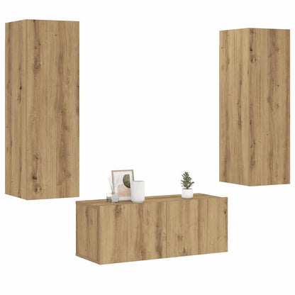 vidaXL 3 Piece Wall-mounted TV Cabinet Set Artisan Oak Engineered Wood