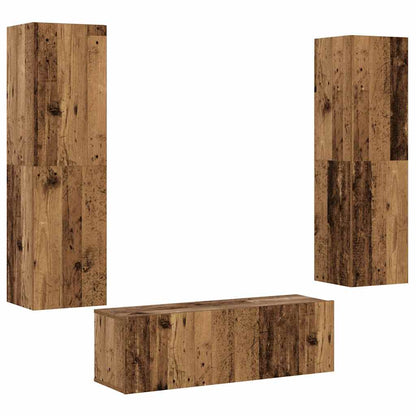 vidaXL 3 Piece Wall-mounted TV Cabinet Set Old Wood Engineered Wood