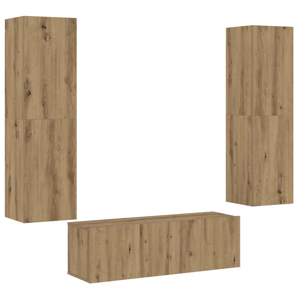 vidaXL Wall Mounted TV cabinets 3 pcs Artisan Oak Engineered Wood