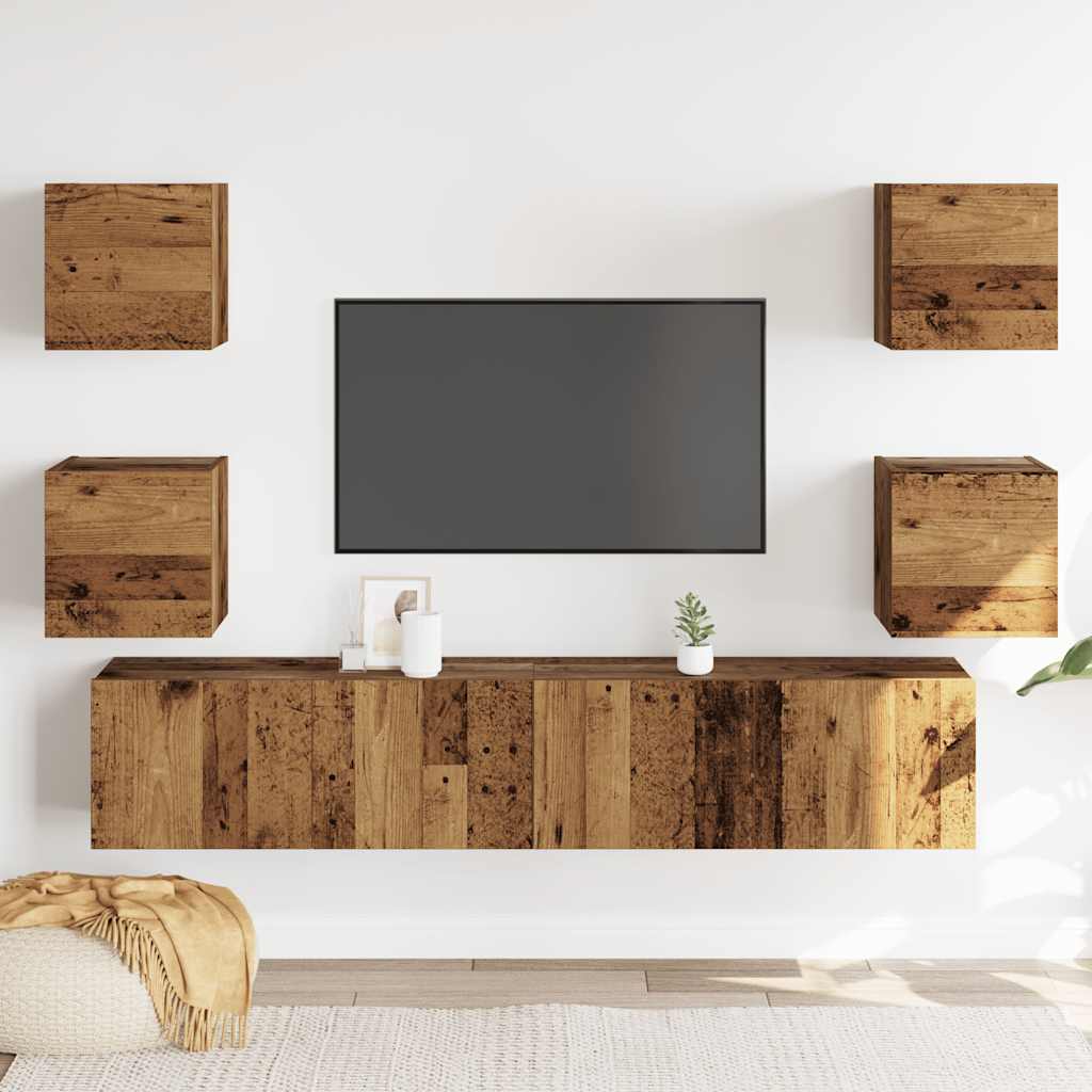 vidaXL Wall Mounted TV cabinets 6 pcs Old Wood Engineered Wood