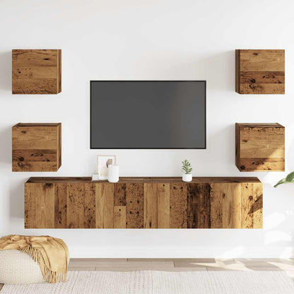 vidaXL Wall Mounted TV cabinets 6 pcs Old Wood Engineered Wood