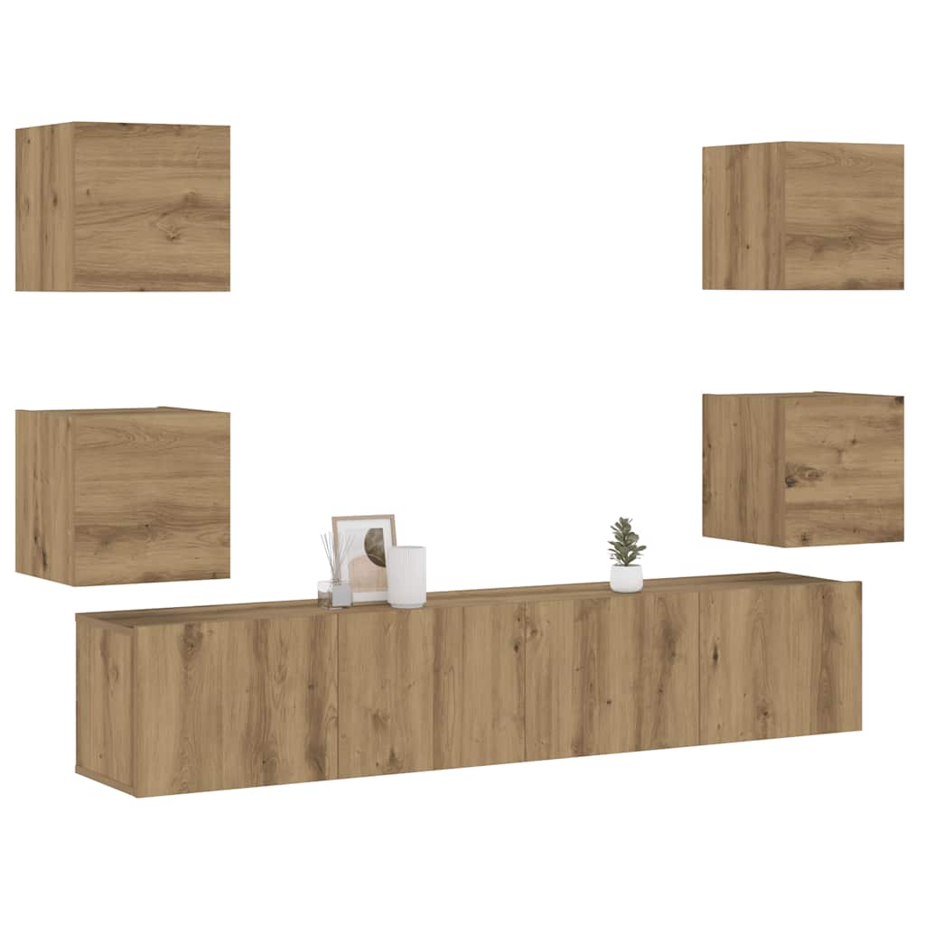 vidaXL Wall Mounted TV cabinets 6 pcs Artisan Oak Engineered Wood