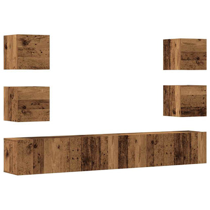 vidaXL 6 Piece Wall-mounted TV Cabinet Set Old Wood Engineered Wood