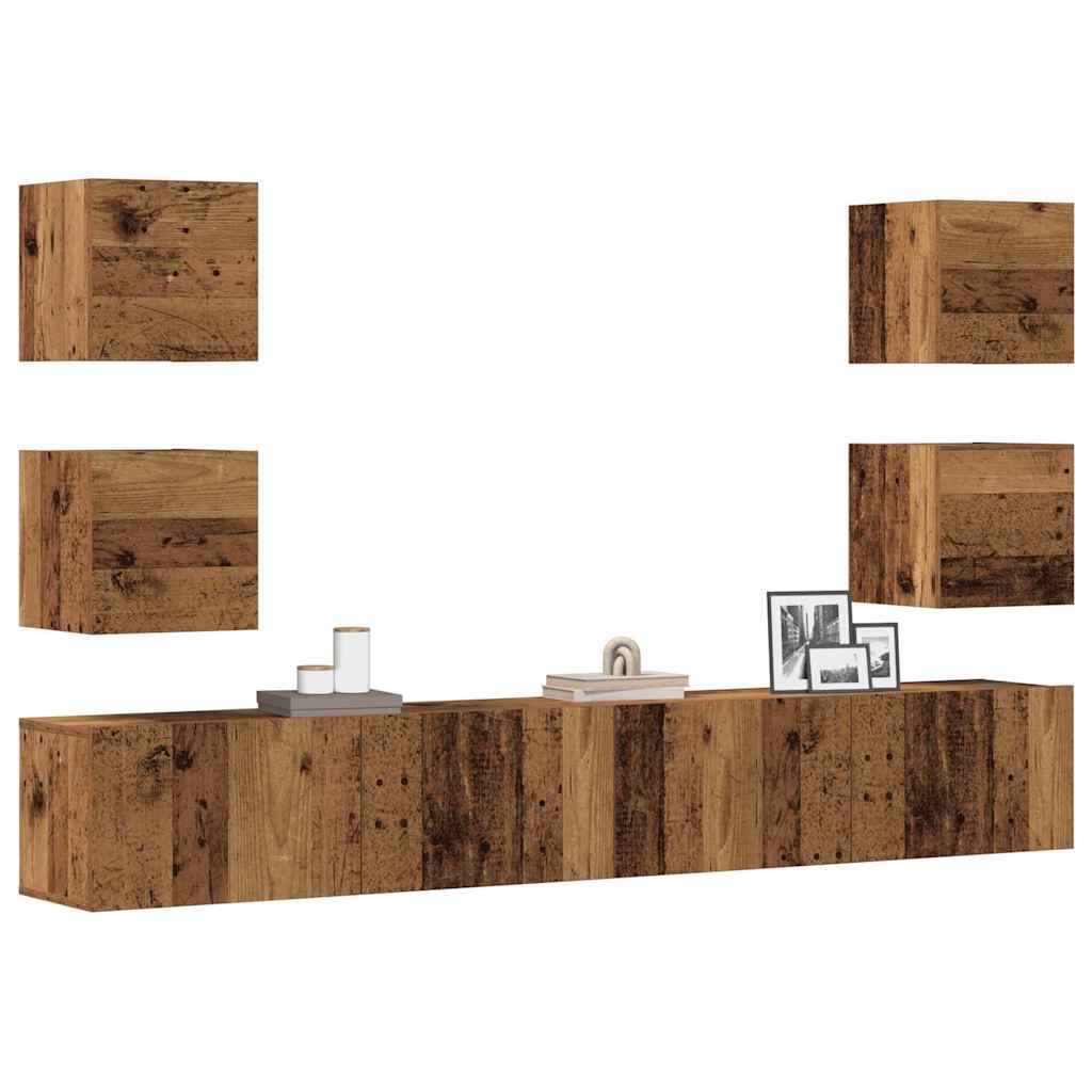 vidaXL Wall Mounted TV cabinets 6 pcs Old Wood Engineered Wood