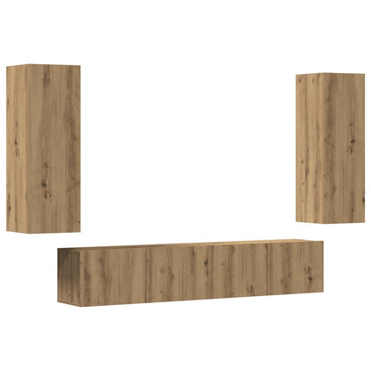 vidaXL Wall Mounted TV cabinets 4 pcs Artisan Oak Engineered Wood