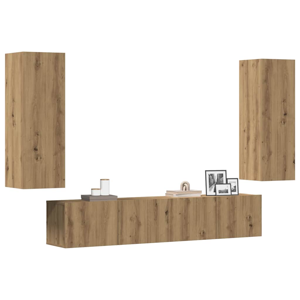 vidaXL Wall Mounted TV cabinets 4 pcs Artisan Oak Engineered Wood