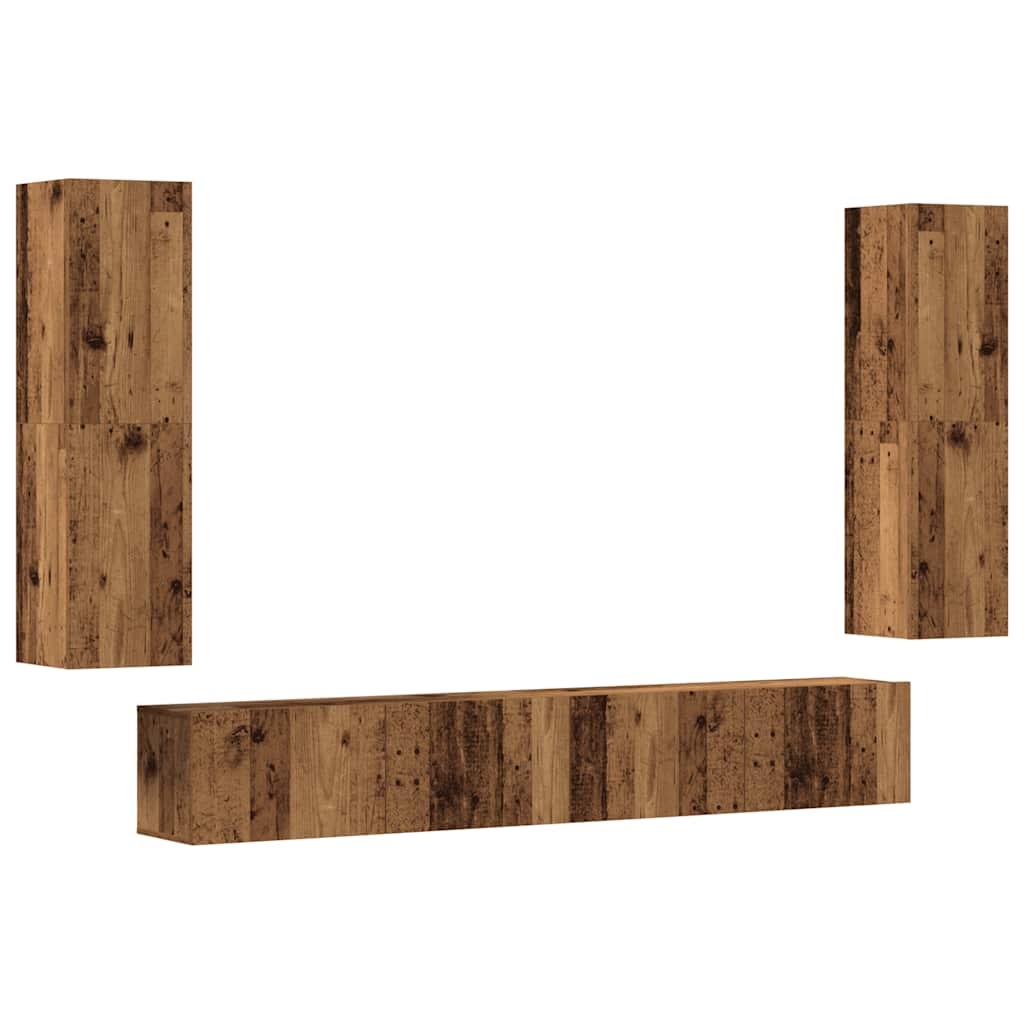vidaXL 4 Piece Wall-mounted TV Cabinet Set Old Wood Engineered Wood