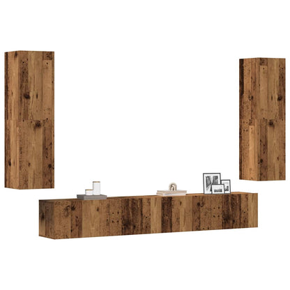 vidaXL 4 Piece Wall-mounted TV Cabinet Set Old Wood Engineered Wood