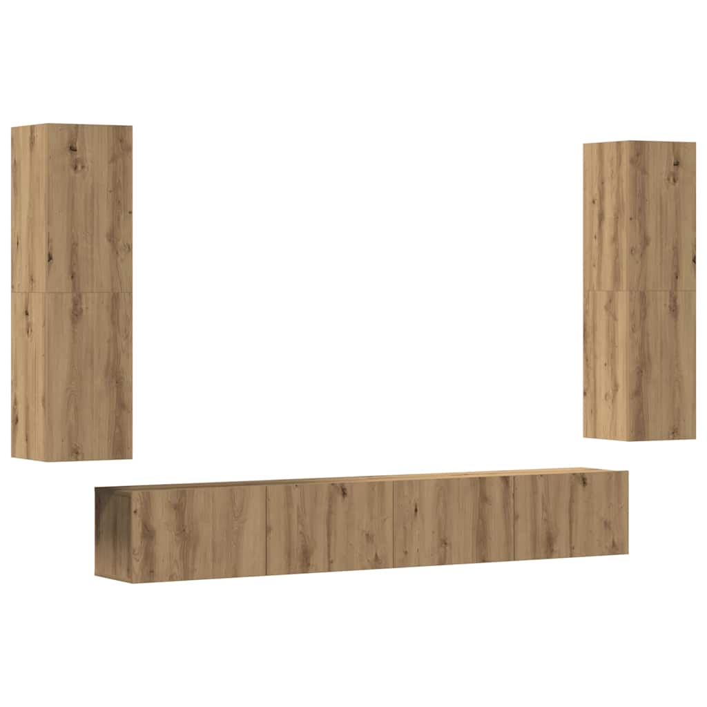 vidaXL Wall Mounted TV cabinets 4 pcs Artisan Oak Engineered Wood