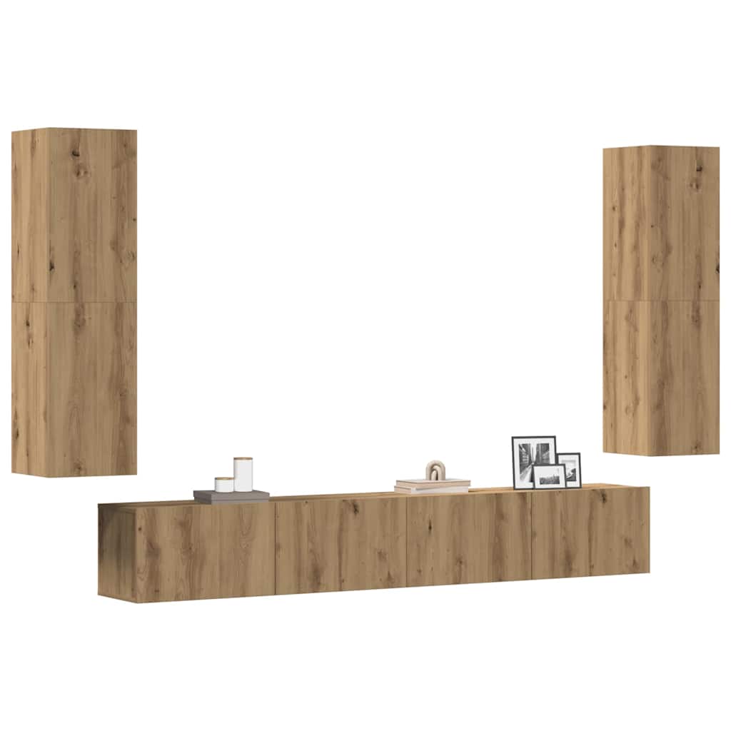 vidaXL Wall Mounted TV cabinets 4 pcs Artisan Oak Engineered Wood