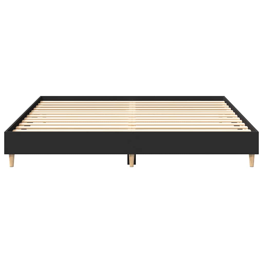 vidaXL Bed Frame | Black | Engineered Wood, Solid Pine Wood, Plywood