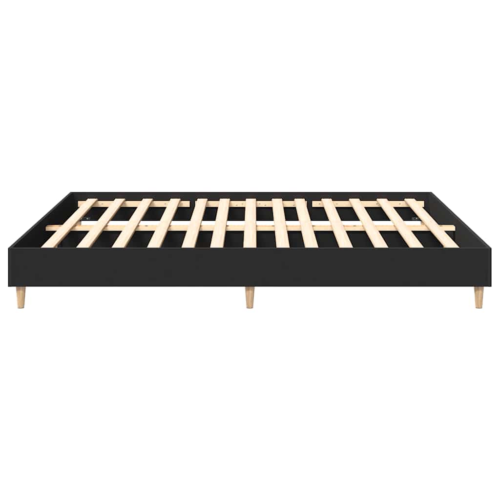 vidaXL Bed Frame | Black | Engineered Wood, Solid Pine Wood, Plywood