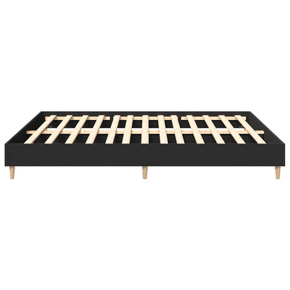 vidaXL Bed Frame | Black | Engineered Wood, Solid Pine Wood, Plywood