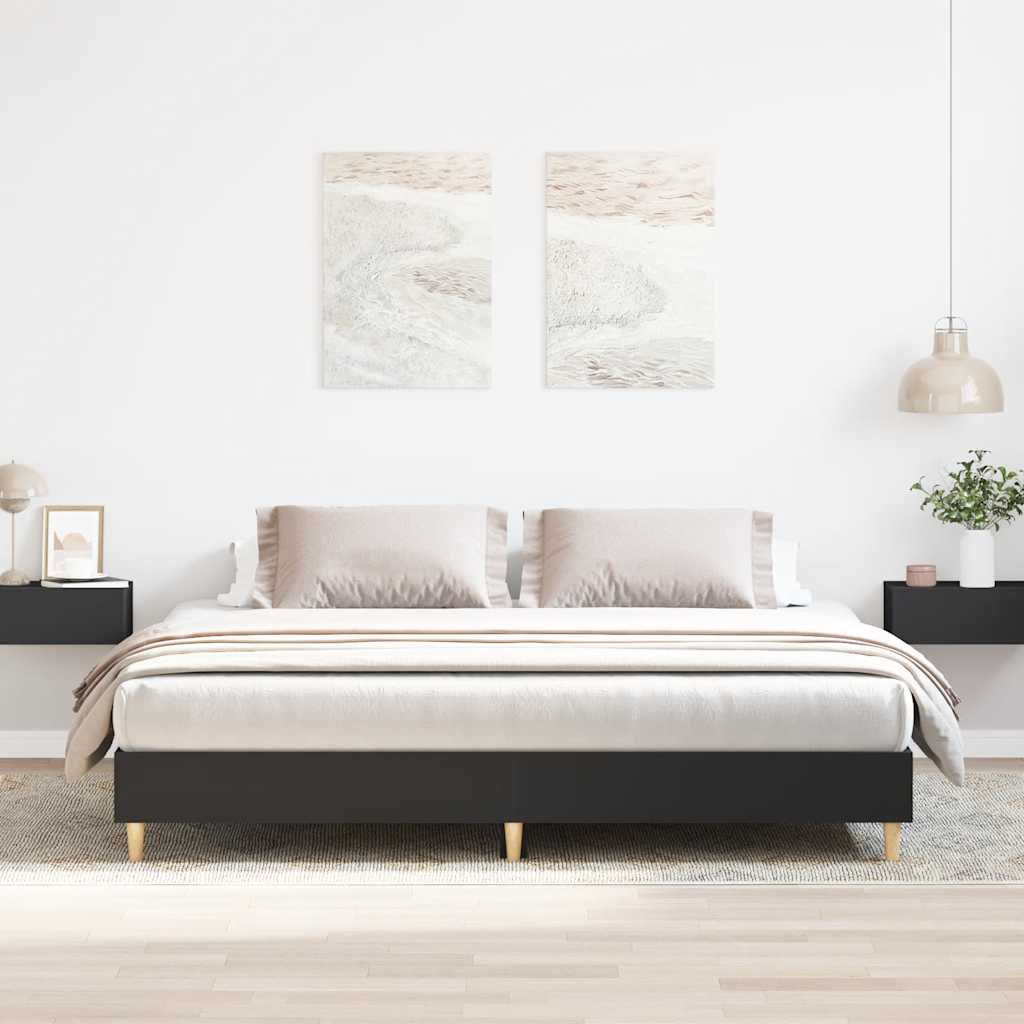 vidaXL Bed Frame | Black | Engineered Wood, Solid Pine Wood, Plywood