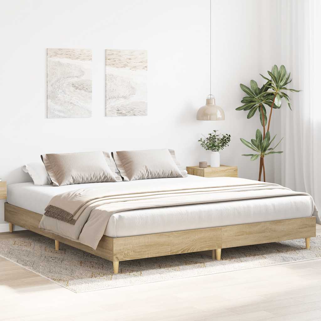 vidaXL Bed Frame | Sonoma Oak | Engineered wood, Solid pinewood, Plywood