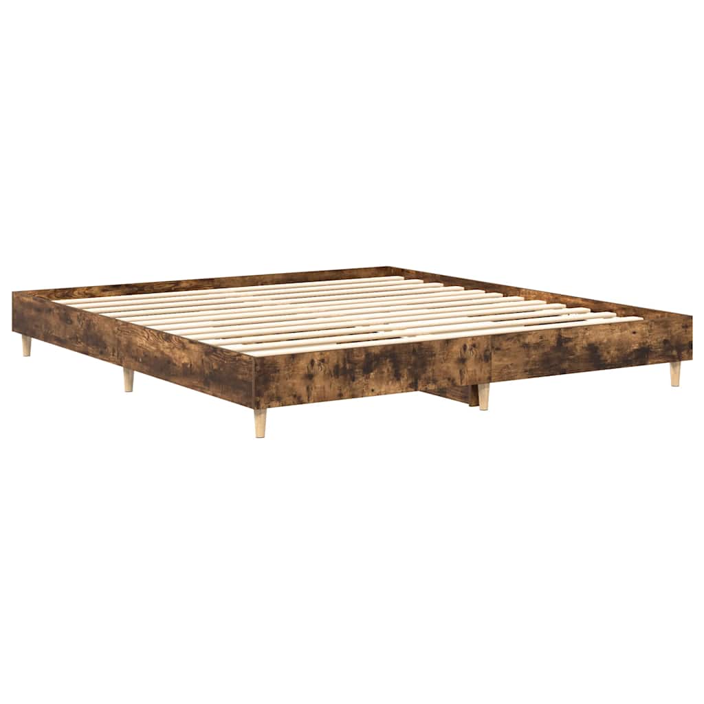 vidaXL Bed Frame | Smoked oak | Engineered wood, plywood | Double | Bed Frame