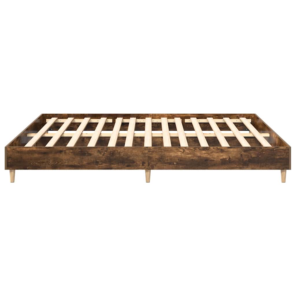 vidaXL Bed Frame | Smoked oak | Engineered wood, plywood | Double | Bed Frame