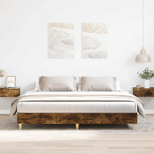 vidaXL Bed Frame | Smoked oak | Engineered wood, plywood | Double | Bed Frame
