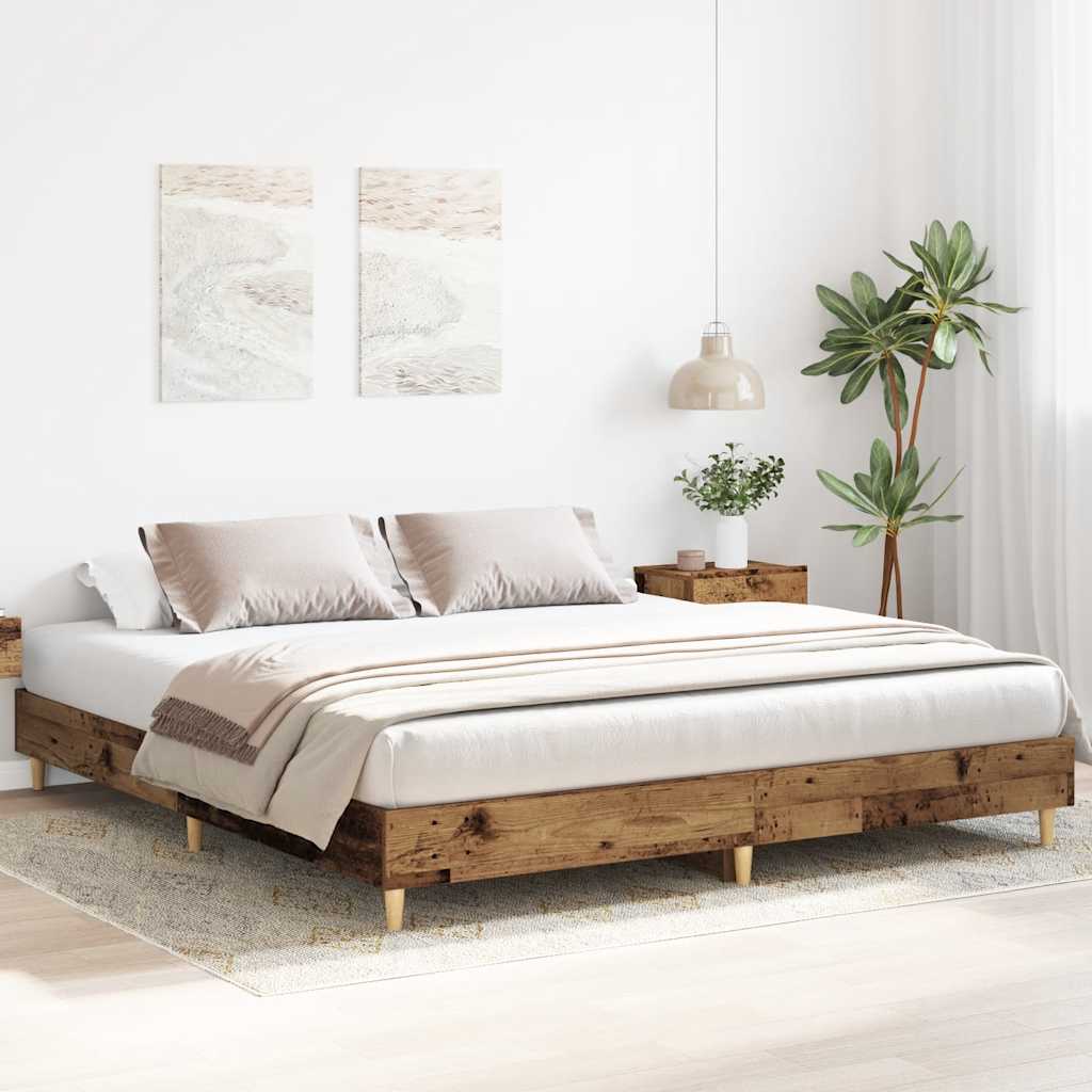 vidaXL Bed Frame | Old Wood | Engineered Wood | Double | Durable | Bed Frame
