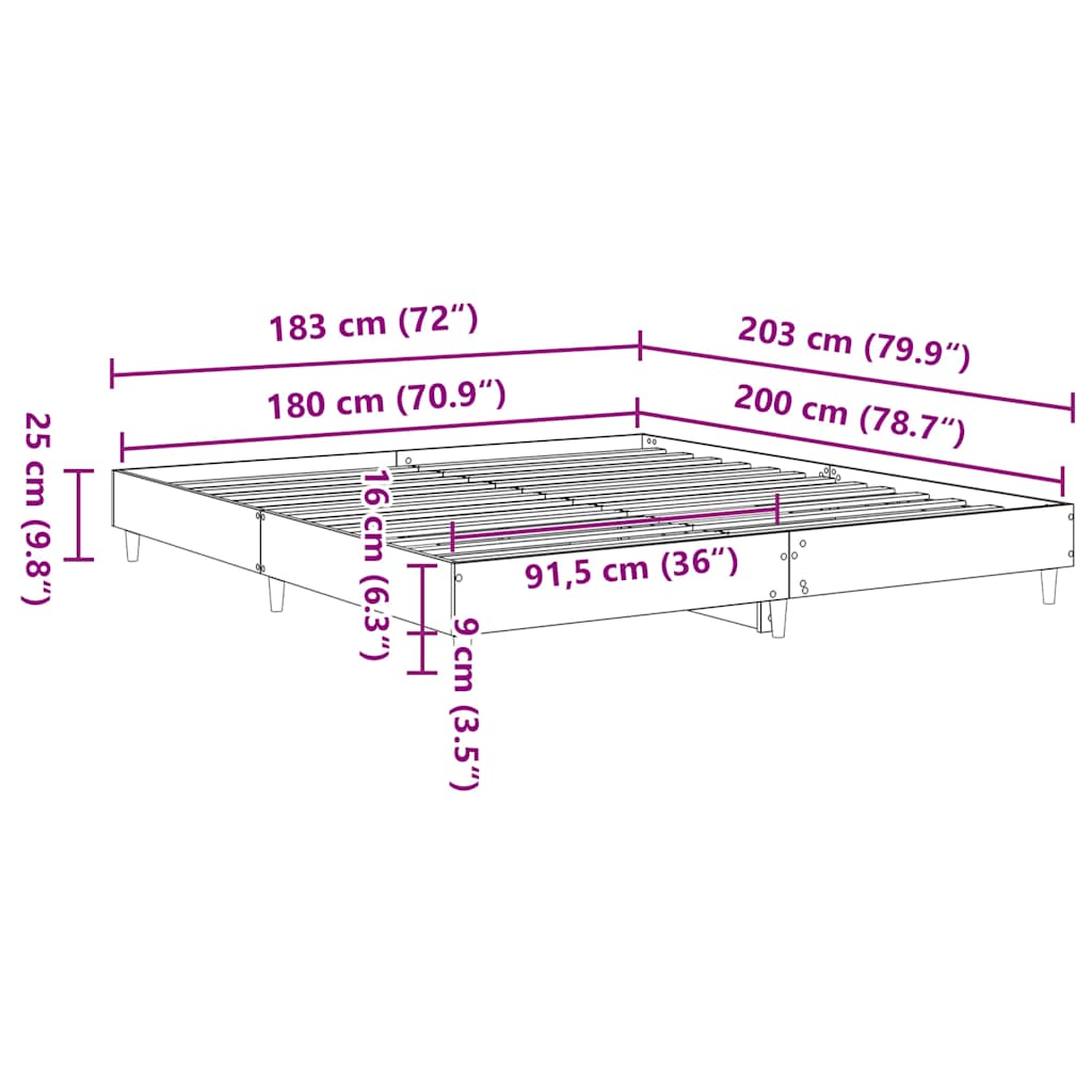 vidaXL Bed Frame | Old Wood | Engineered Wood | Double | Durable | Bed Frame