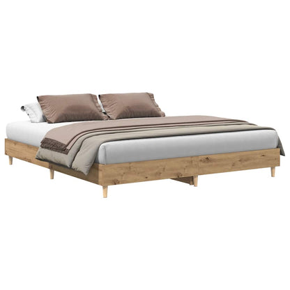 vidaXL Bed Frame | Artisan Oak | Engineered Wood, Solid Pine Wood, Plywood