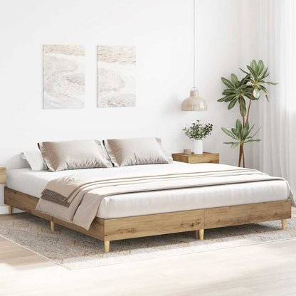 vidaXL Bed Frame | Artisan Oak | Engineered Wood, Solid Pine Wood, Plywood