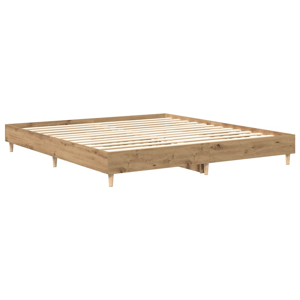 vidaXL Bed Frame | Artisan Oak | Engineered Wood, Solid Pine Wood, Plywood