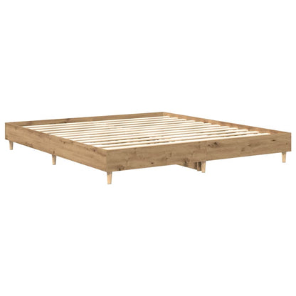 vidaXL Bed Frame | Artisan Oak | Engineered Wood, Solid Pine Wood, Plywood