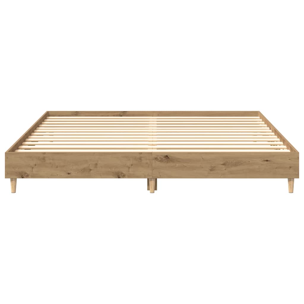 vidaXL Bed Frame | Artisan Oak | Engineered Wood, Solid Pine Wood, Plywood