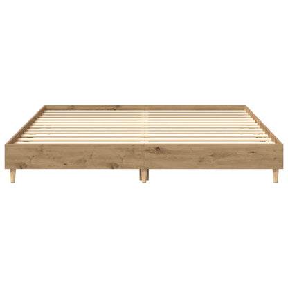vidaXL Bed Frame | Artisan Oak | Engineered Wood, Solid Pine Wood, Plywood